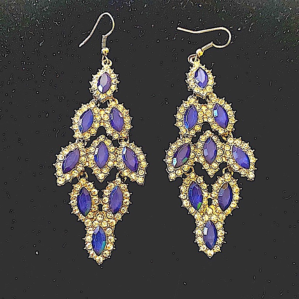 Statement large size chandelier earrings.  Lightweight and comfortable.